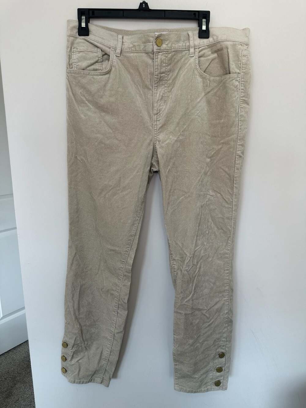 Loft Cream Corduroy Pants Ankle Button Detail Size 16
